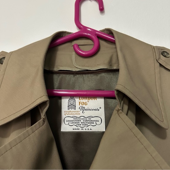 Vintage LONDON FOG Maincoats Mens Removable Liner Belted Trench Overcoat 42 Reg - Picture 3 of 16